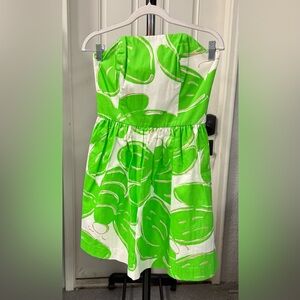 Lilly Pulitzer Green and White Leaf Print Dress